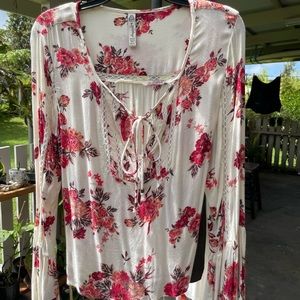 Boho Bell sleeve blouse,  shabby chic, cool easy to wear, pullover.